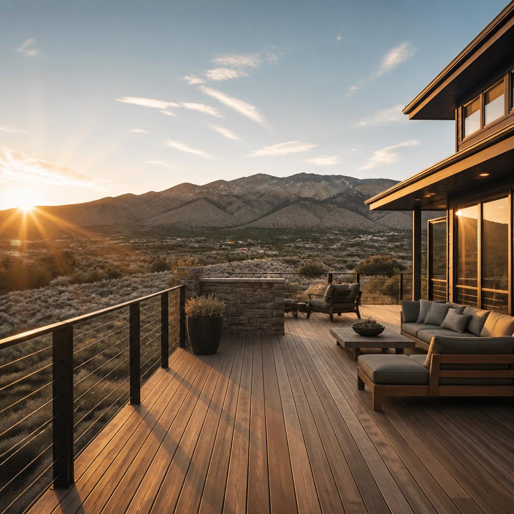 Modern cedar deck overlooking the Reno high desert